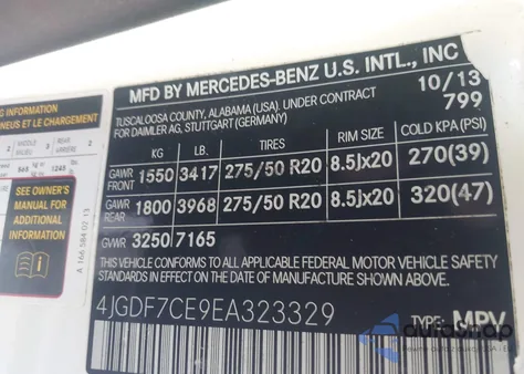 2014 Mercedes-Benz Gl 450 4Matic z USA, uszkodzony, nr VIN 4JGDF7CE9EA323329